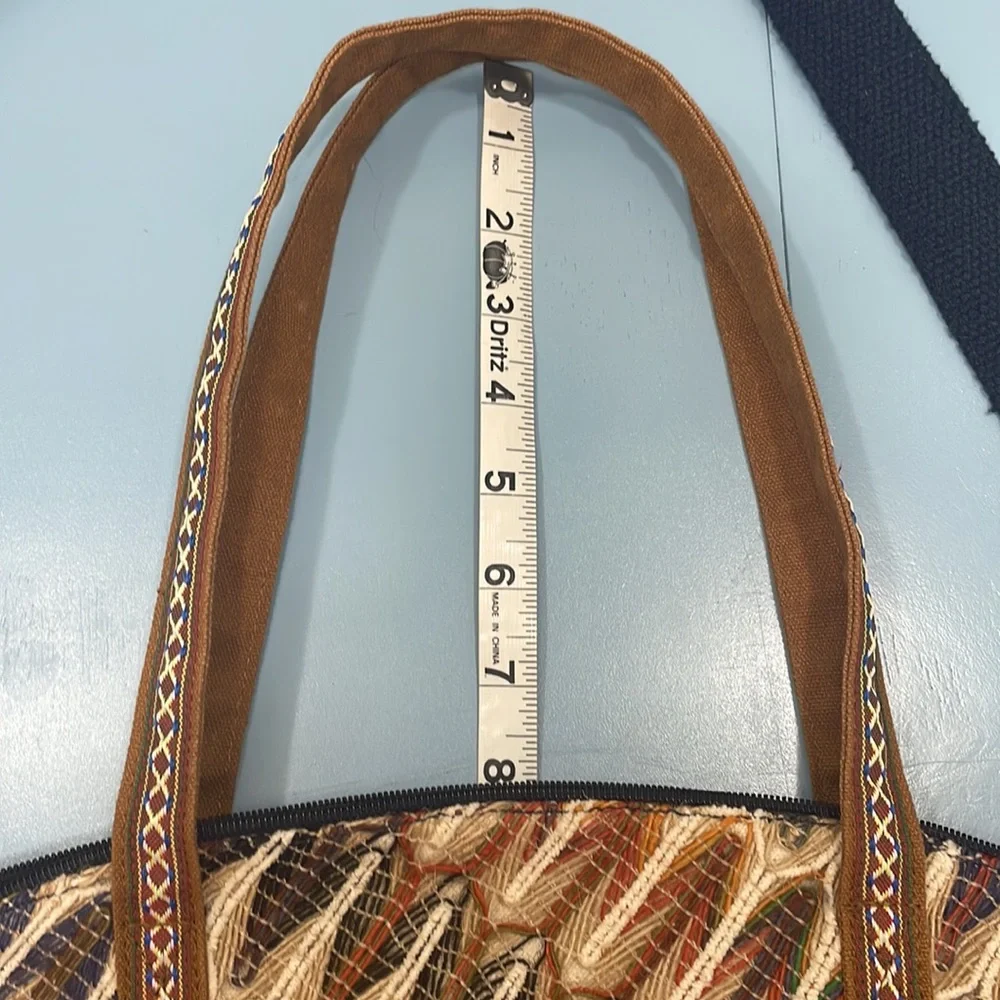 Boho Embroidered and Lace Canvas Bag Beach Bag Tote Crossbody World Market - Picture 13 of 16